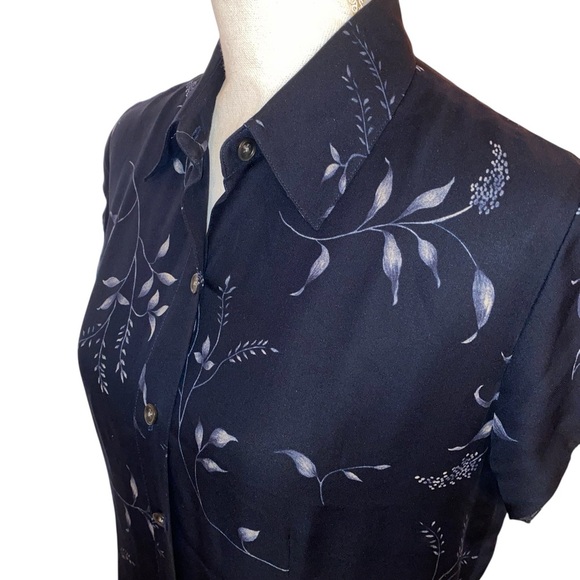 Ralph Lauren VTG Inspired Silk Maxi Dress in NVY w/ WHT/SIL Floral Pattern SZ 8 - Picture 3 of 5